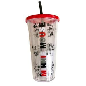 Disney 22 oz Minnie Mouse Clear Double Wall Travel Tumbler With Straw NWT